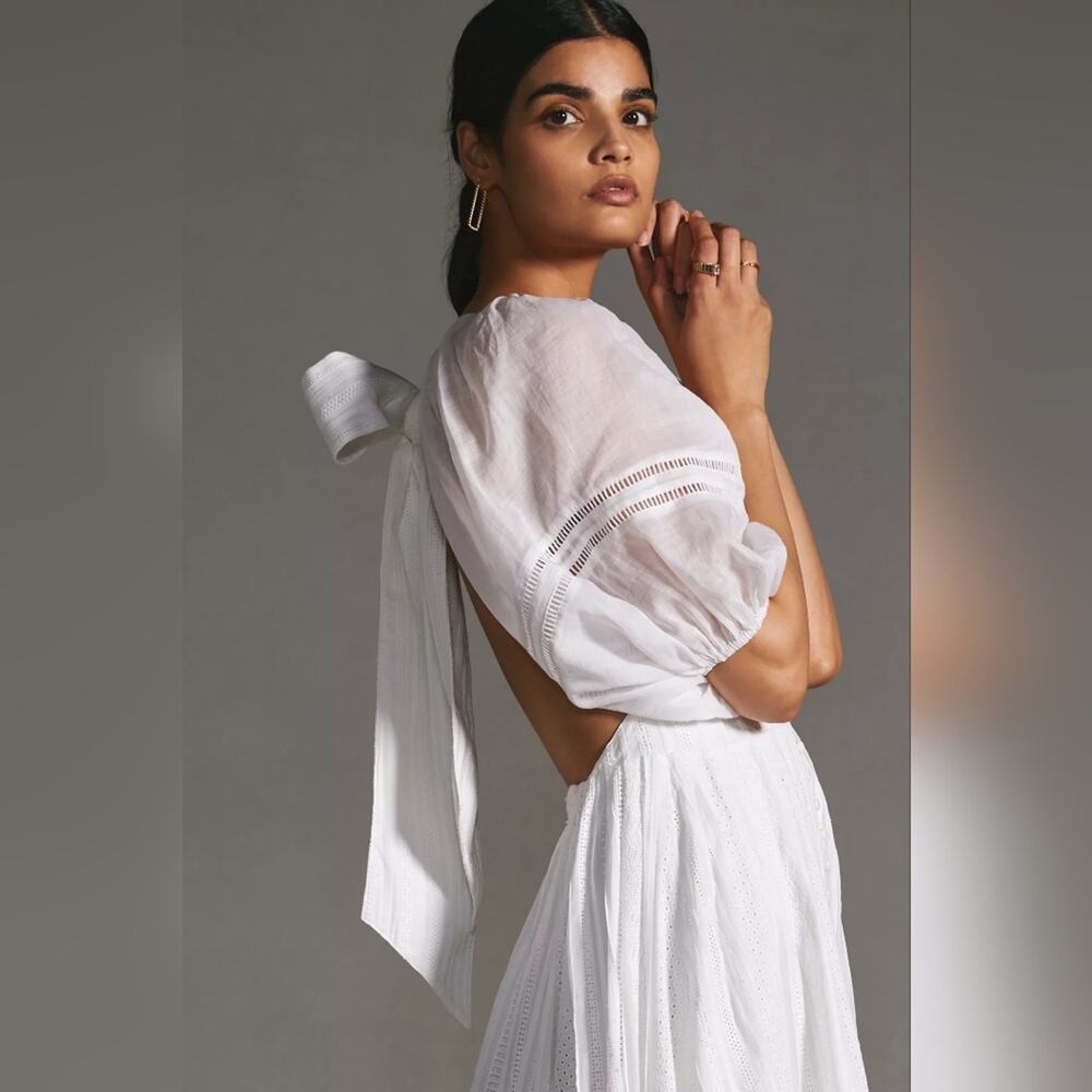 NEW Anthropologie Joslin Backless Linen Maxi Dress - Picture 2 of 5
